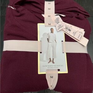 Victoria's Secret White Waffle Tee Pant Set